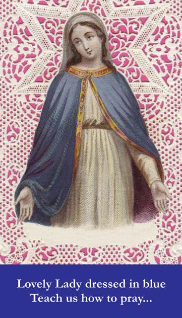 *LARGE* Lovely Lady Dressed in Blue Prayer Card